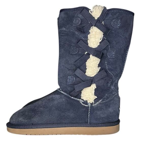 Girls Koolaburra by UGG Victoria Tall 1020171 Suede Winter Snow Boot Size 3 Blue - Picture 1 of 6